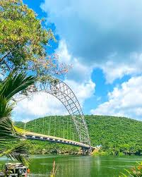 Scenic bridge and lake landscape in Ghana